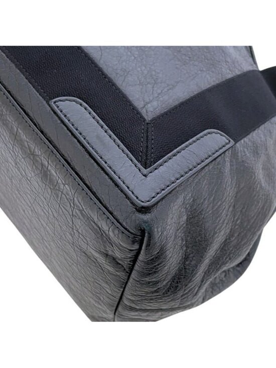 BALENCIAGA Navy Cabas Small Canvas Leather Tote Bag Black 339933 Balenciaga Tote Navy Cabas Black Exclusive Line Leather